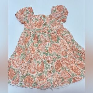 Joie Peach and Green Floral Kids Dress